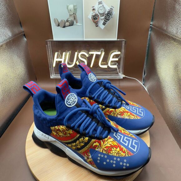 Versace Cross Chainer Blue Multi Men’s Size 42EU/9US - Picture 3 of 12